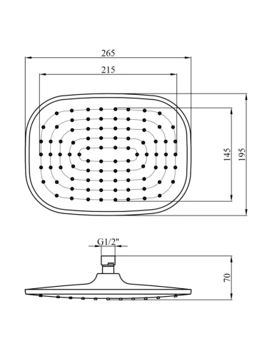 Лійка тропічний душ Kroner KRP Edelstahl Kubus - SCH704, чорна
