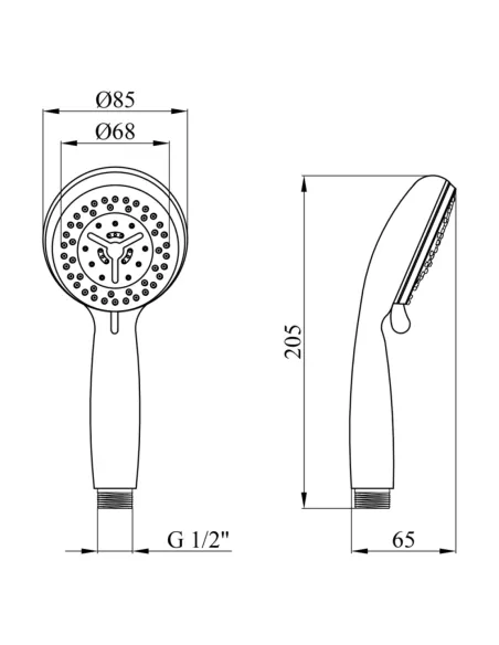 Лійка для ручного душу Kroner KRM - C706, 85 мм, 3 режими