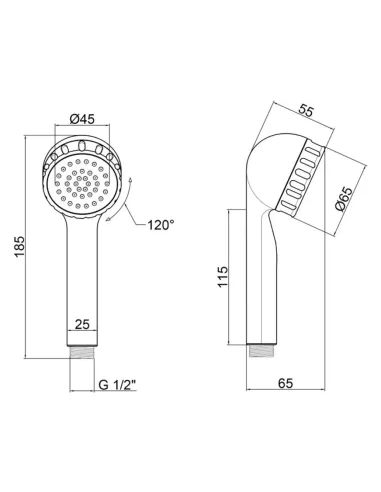 Лійка для ручного душу Kroner KRM - C707, 65 мм, 1 режим