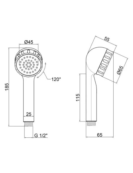 Лейка для ручного душа Kroner KRM - C707, 65 мм, 1 режим