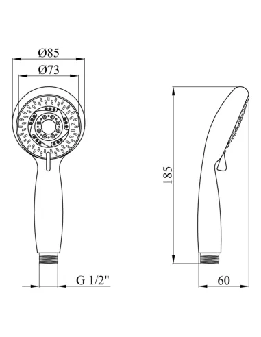 Лейка для ручного душа Kroner KRM - C709, 85 мм, 4 режима