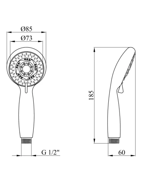 Лійка для ручного душу Kroner KRM - C709, 85 мм, 4 режими