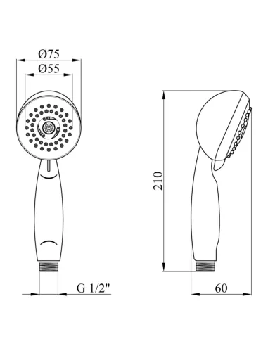 Лійка для ручного душу Kroner KRM - C712, 75 мм, 3 режими