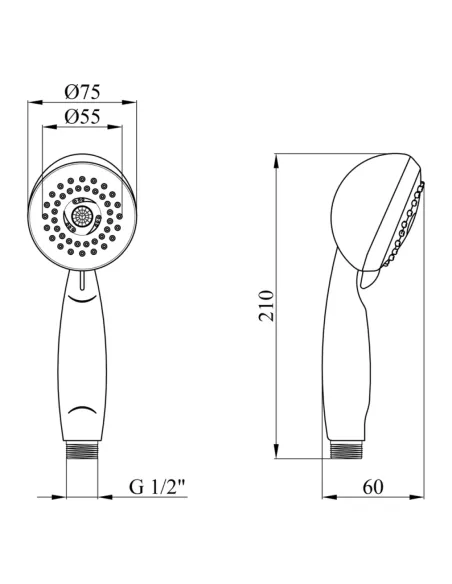 Лійка для ручного душу Kroner KRM - C712, 75 мм, 3 режими