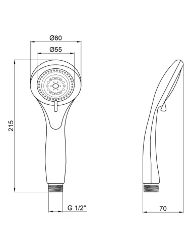 Лійка для ручного душу Kroner KRM - C713, 80 мм, 3 режими