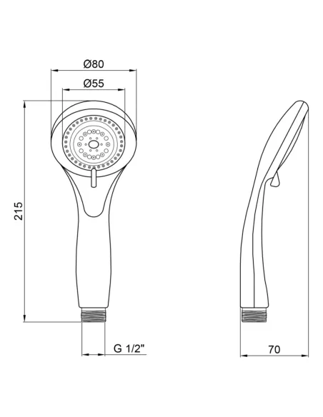 Лійка для ручного душу Kroner KRM - C713, 80 мм, 3 режими