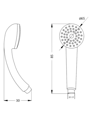 Лейка для ручного душа Kroner KRM - C714, 65 мм, 1 режим, белая