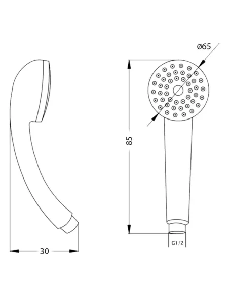 Лейка для ручного душа Kroner KRM - C714, 65 мм, 1 режим, белая