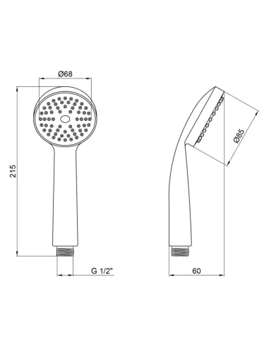 Лейка для ручного душа Kroner KRM - C716, 85 мм, 1 режим
