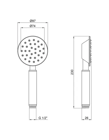 Лейка для ручного душа Kroner KRP Edelstahl Klassisch - ESG700, 100 мм, 1 режим