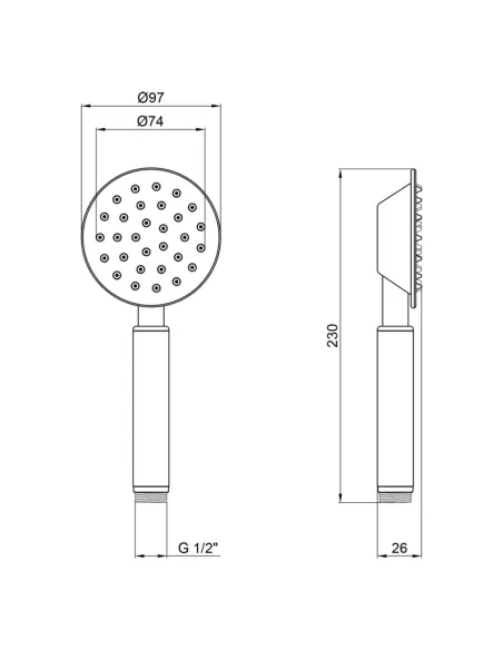 Лейка для ручного душа Kroner KRP Edelstahl Klassisch - ESG700, 100 мм, 1 режим