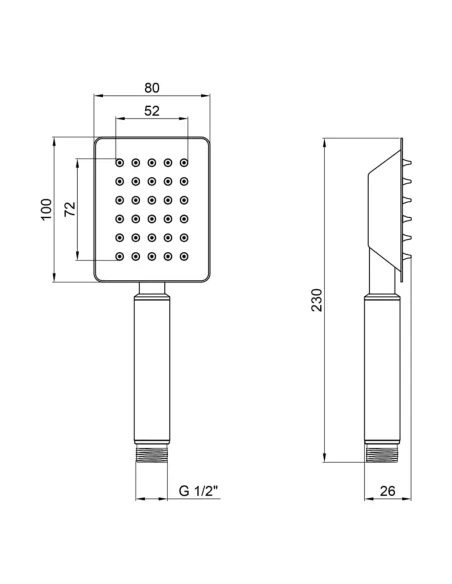 Лійка для ручного душу Kroner KRP Edelstahl Kubus - ESG700, 100х80 мм, 1 режим