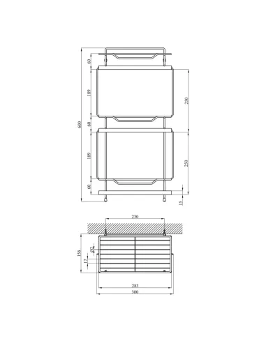 Полиця для ванної кімнати Kroner KRM Rizze - ACC330-3, металева