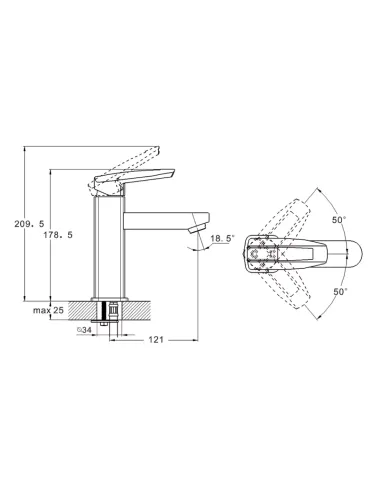 Змішувач для умивальника Wezer NOF1, одноважільний