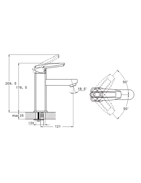Змішувач для умивальника Wezer NOF1, одноважільний