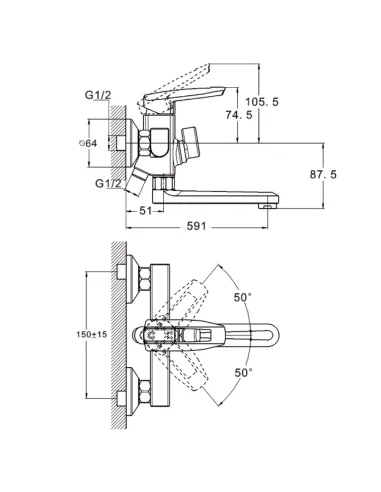 Змішувач для ванни Wezer NOF3