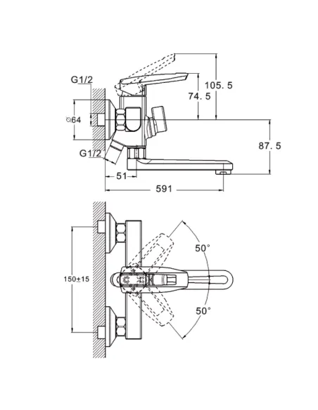 Смеситель для ванны Wezer NOF3