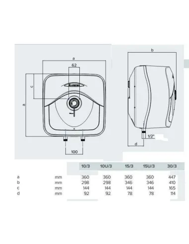 Бойлер Ariston ANDRIS RS 15 U/3, под мойкой, мокрый ТЭН купить в Днепре и Киеве - цена от КТУ