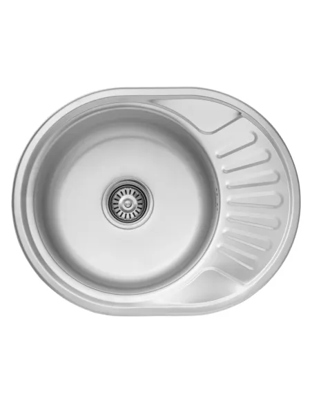 Мийка для кухні овальна Kroner KRP Dekor - 5745 з нержавіючої сталі 0.6 мм