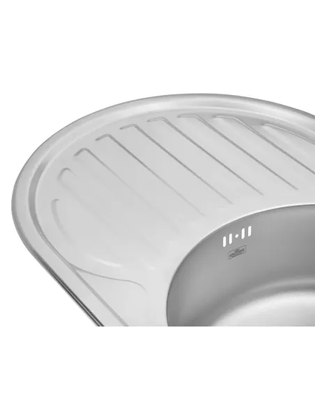 Мийка для кухні овальна Kroner KRP Dekor - 7750 з нержавіючої сталі 0.8 мм