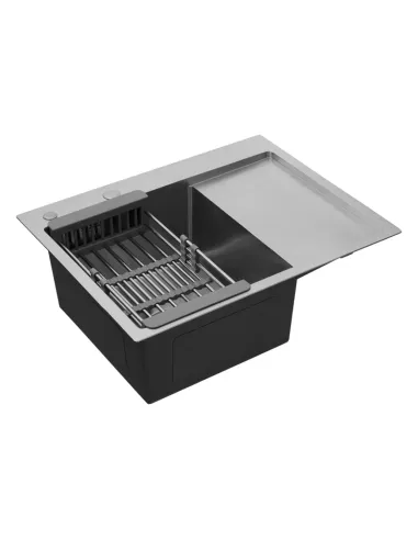 Мийка прямокутна для кухні Kroner KRP Gebürstet - 6350LHM з нержавіючої сталі 3.0/1.0 мм