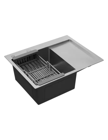 Мийка прямокутна для кухні Kroner KRP Gebürstet - 6350LHM з нержавіючої сталі 3.0/1.0 мм