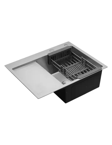 Мийка для кухні прямокутна Kroner KRP Gebürstet-6350RHM з нержавіючої сталі 3.0/1.0 мм