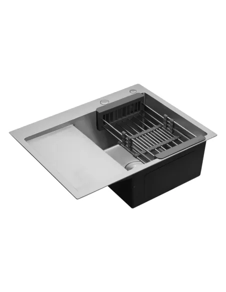 Мийка для кухні прямокутна Kroner KRP Gebürstet-6350RHM з нержавіючої сталі 3.0/1.0 мм