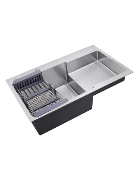 Мойка для кухни прямоугольная Kroner KRP Gebürstet - 7848LHM из нержавеющей стали 3.0/1.0 мм