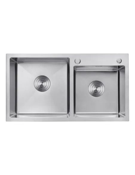 Мийка прямокутна для кухні Kroner KRP Gebürstet - 7843ZHM з нержавіючої сталі 3.0/1.0 мм, з двома чашами