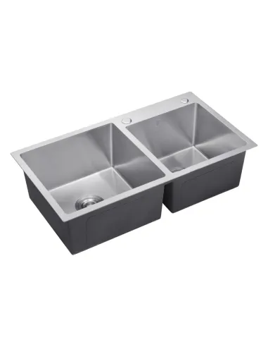 Мийка прямокутна для кухні Kroner KRP Gebürstet - 7843ZHM з нержавіючої сталі 3.0/1.0 мм, з двома чашами