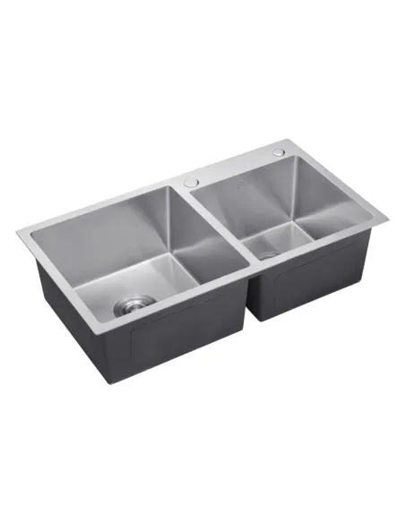 Мойка для кухни прямоугольная Kroner KRP Gebürstet - 7843ZHM из нержавеющей стали 3.0/1.0 мм, с двумя чашами