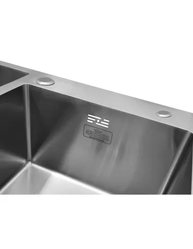 Мийка прямокутна для кухні Kroner KRP Gebürstet - 7843ZHM з нержавіючої сталі 3.0/1.0 мм, з двома чашами