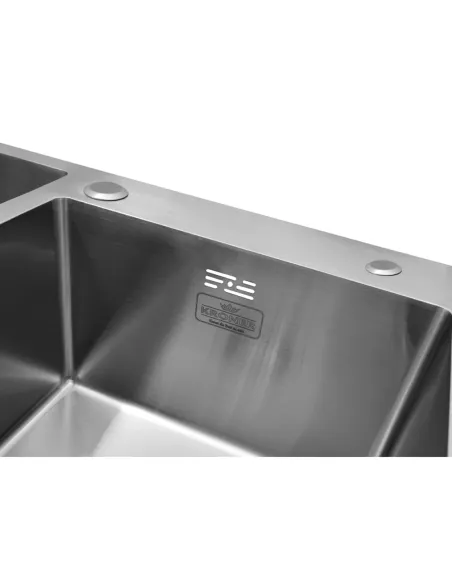 Мойка для кухни прямоугольная Kroner KRP Gebürstet - 7843ZHM из нержавеющей стали 3.0/1.0 мм, с двумя чашами