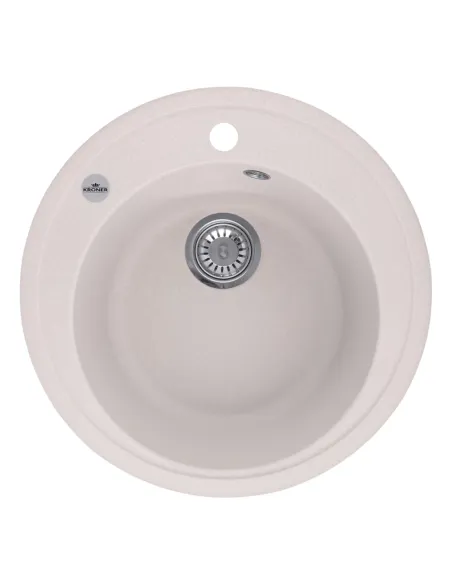 Мийка для кухні кругла Kroner KRP Komposit COL-510, кам`яна, пісочна
