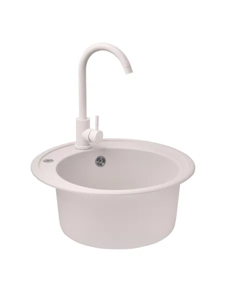 Мийка для кухні кругла Kroner KRP Komposit COL-510, кам`яна, пісочна