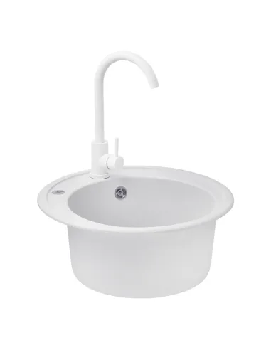 Мийка для кухні кругла Kroner KRP Komposit GRA-510, кам`яна, сіра