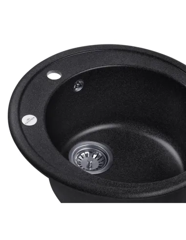 Мийка для кухні кругла Kroner KRP Komposit GRB-510, кам`яна, графіт