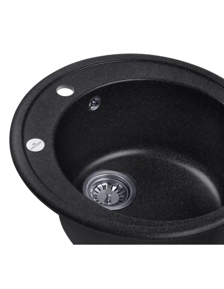 Мийка для кухні кругла Kroner KRP Komposit GRB-510, кам`яна, графіт
