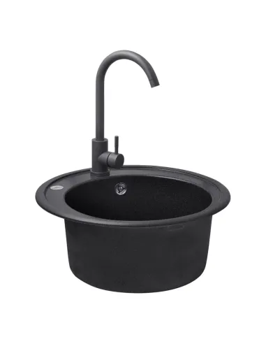 Мойка для кухни круглая Kroner KRP Komposit GRB - 510, каменная, графит