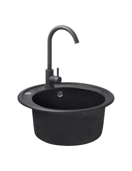 Мийка для кухні кругла Kroner KRP Komposit GRB-510, кам`яна, графіт