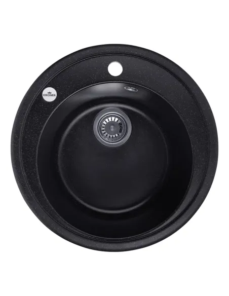 Мойка для кухни круглая Kroner KRP Komposit SCH - 510, каменная, черная