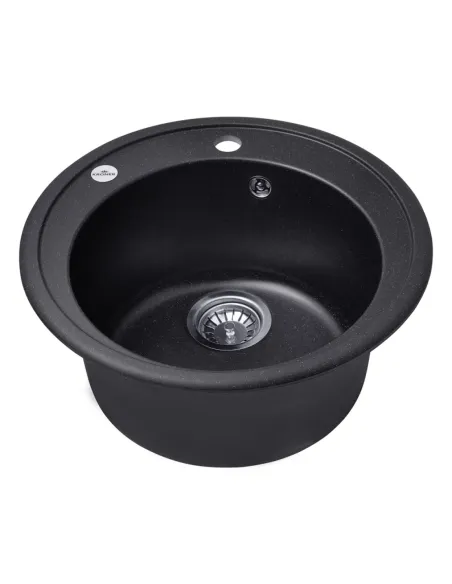 Мийка для кухні кругла Kroner KRP Komposit SCH-510, кам`яна, чорна