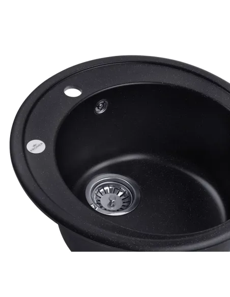 Мойка для кухни круглая Kroner KRP Komposit SCH - 510, каменная, черная