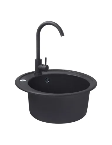 Мойка для кухни круглая Kroner KRP Komposit SCH - 510, каменная, черная