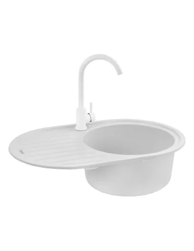 Мийка для кухні овальна Kroner KRP Komposit GRA-7750, кам`яна, сіра