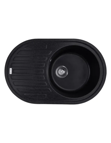 Мийка для кухні овальна Kroner KRP Komposit GRB-7750, кам`яна, графіт