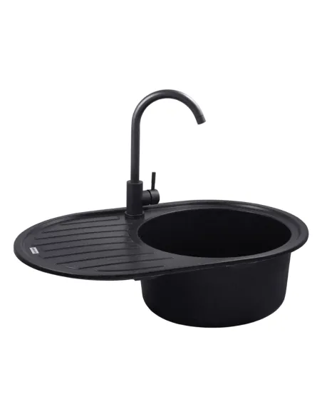 Мийка для кухні овальна Kroner KRP Komposit GRB-7750, кам`яна, графіт