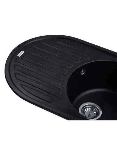 Мийка для кухні овальна Kroner KRP Komposit SCH-7750, кам`яна, чорна