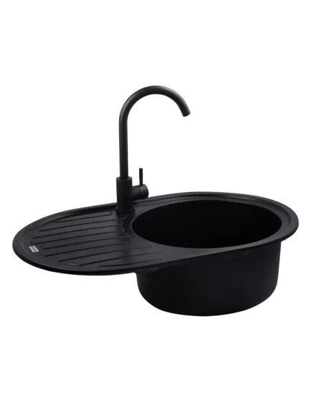 Мойка для кухни овальная Kroner KRP Komposit SCH - 7750, каменная, черная